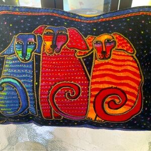 Laurel Burch, Three Dog Tails Polka Dots Artwork on Zipper Bag Multi Colored